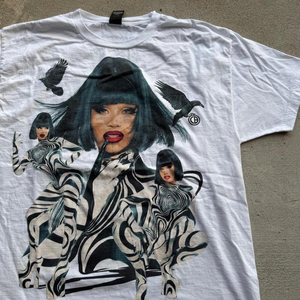 Cardi b crows tee shirt white xl